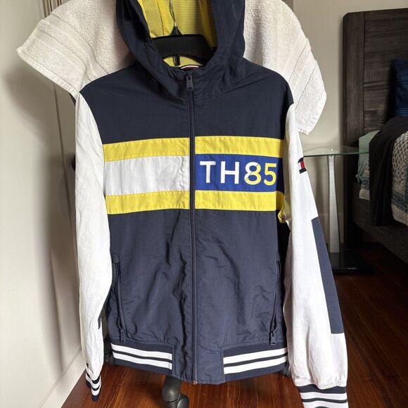 Tommy Hilfiger TH85 Colorblock Hooded Jacket Size Small Petite Blue White NWOT - Picture 5 of 16